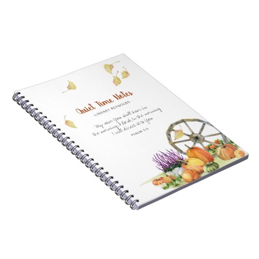 Pumpkin Herfst Rustic Monogram Quiet Time Notitieb Notitieboek (Rechterzijde)