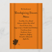 Pumpkin Herfst Stripes Thanksgiving Dinner Menu (Voorkant)