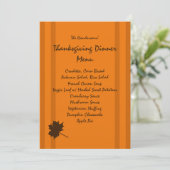 Pumpkin Herfst Stripes Thanksgiving Dinner Menu (Staand voorkant)