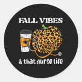 Pumpkin Herfst Vibes Nurse Halloween Thanksgiving Ronde Sticker (Voorkant)