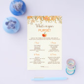 Pumpkin-Herfst Wat zit er in je Purse Baby shower Flyer (Enkel)