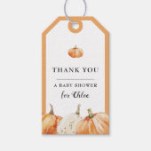 Pumpkin Herfst Waterverf Baby shower Dank u wel Cadeaulabel (Voorkant)
