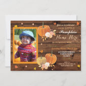 Pumpkin Herfst Wood Birthday Party ANY Age Invite Kaart (Voorkant)