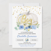 Pumpkin Het is een Baby shower-blauwe uitnodiging (Voorkant)