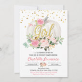 Pumpkin Het is een Girl Baby shower Pink Uitnodigi (Voorkant)