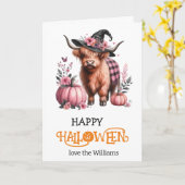 Pumpkin Highland Halloween Groet Kaart (Gele Bloem)