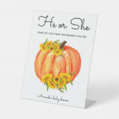 Pumpkin Hij of zij maakt Reclamebord Met Voetstuk (Voorkant)