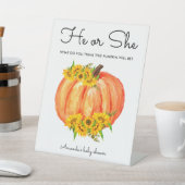 Pumpkin Hij of zij maakt Reclamebord Met Voetstuk (Insitu)