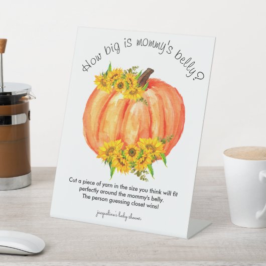 Pumpkin Hoe groot is mama's Belly Game Reclamebord Met Voetstuk (Insitu)