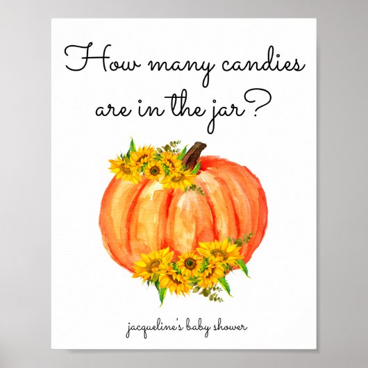 Pumpkin Hoeveel Snoepjes in de pot Poster (Voorkant)