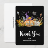 Pumpkin House met Ghost & Bats Dank u wel Bedankkaart (Voorkant / Achterkant)