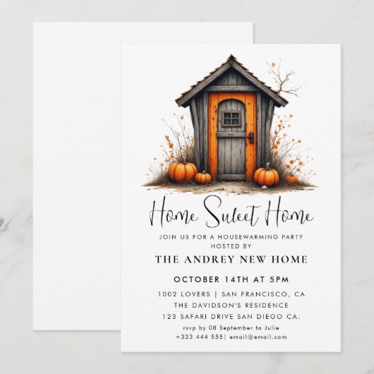 Pumpkin Housewarming Party Home Sweet Home Kaart (Voorkant / Achterkant)