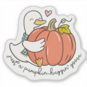 Pumpkin-Huggin’ Goose met Herfst Hart en Gezellig Sticker (Voorkant)
