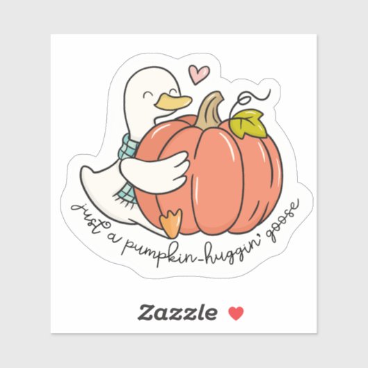 Pumpkin-Huggin’ Goose met Herfst Hart en Gezellig Sticker (Vel)