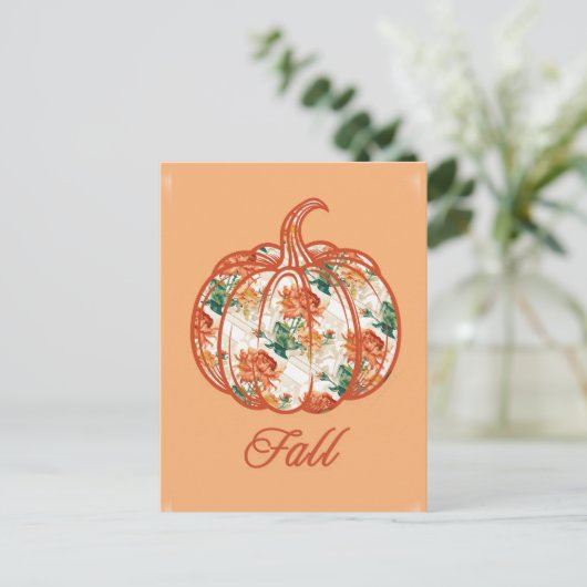 Pumpkin in a Chrysanthemum Pattern Briefkaart (Staand voorkant)
