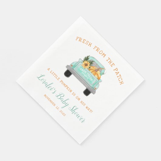 Pumpkin in Old Boerderij Truck Herfst Baby shower Servet (Hoek)