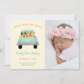 Pumpkin in  Truck Herfst Foto Baby Aankondiging (Voorkant)