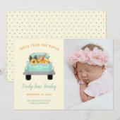 Pumpkin in  Truck Herfst Foto Baby Aankondiging (Voorkant / Achterkant)