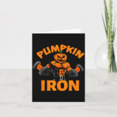 Pumpkin Iron Halloween Gym Workout Lifting Pun Fun Kaart (Voorkant)