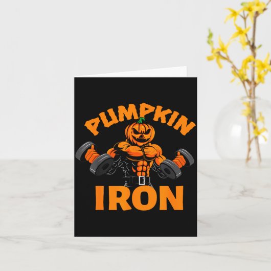 Pumpkin Iron Halloween Gym Workout Lifting Pun Fun Kaart (Gele Bloem)