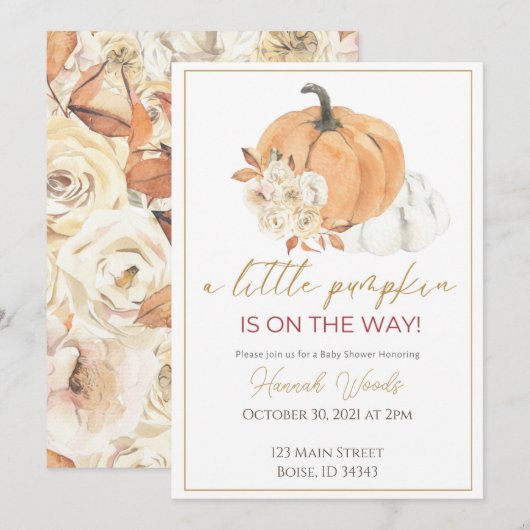 Pumpkin is onderweg naar het baby shower van de fl kaart (Voorkant / Achterkant)