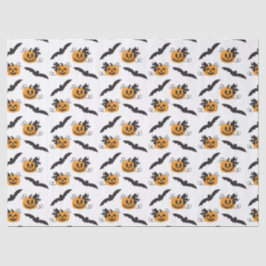 Pumpkin Jack O Lantern Bat Pattern Black Sinaasapp Tissuepapier