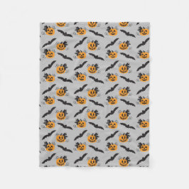 Pumpkin Jack O Lantern Bat Pattern Halloween Fleece Deken