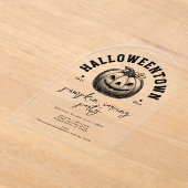 Pumpkin Jack O Lantern Black Halloween Party Acryl Uitnodigingen (Laagn)