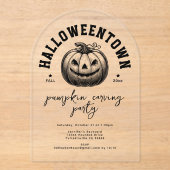 Pumpkin Jack O Lantern Black Halloween Party Acryl Uitnodigingen (Voorkant)