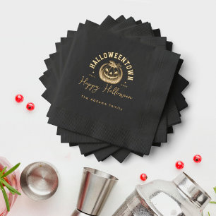 Pumpkin Jack O Lantern Black Halloween Party Folie Servetten