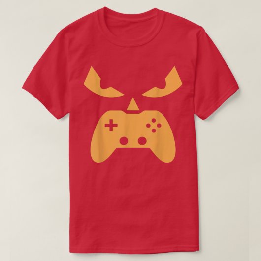 Pumpkin Jack O Lantern Face Game Controller Gaming T-shirt (Design voorkant)