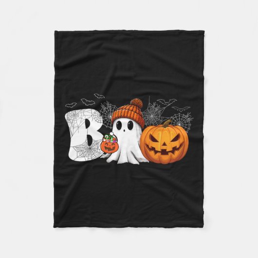 Pumpkin Jack O Lantern Ghost Boo Halloween Kostuum Fleece Deken (Voorkant)