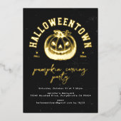 Pumpkin Jack O Lantern Halloween Party Gold Folie Uitnodiging (Voorkant)