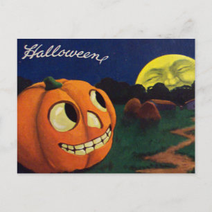 Pumpkin Jack O Lantern Man in de Maan Briefkaart