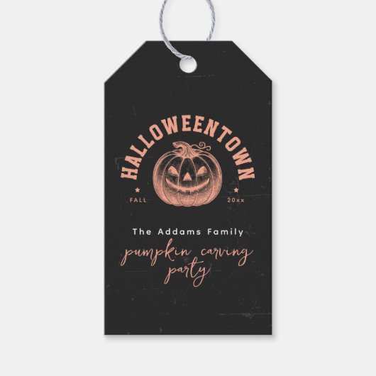 Pumpkin Jack O Lantern Oranje Halloween Party Cadeaulabel (Voorkant)