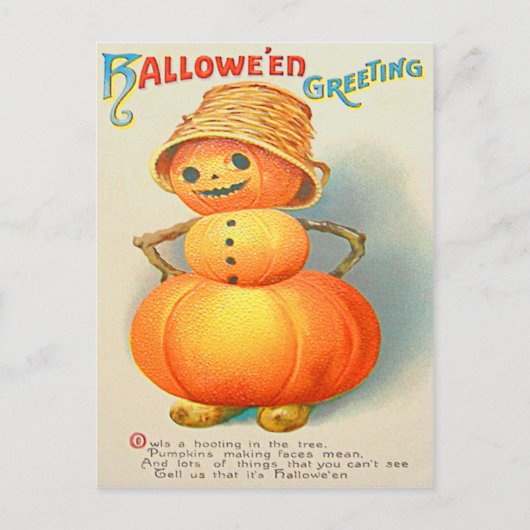 Pumpkin Jack O' Lantern Snowman Briefkaart (Voorkant)