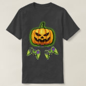 Pumpkin Jack-O-Lantern Video Game Controller Hallo T-shirt (Design voorkant)