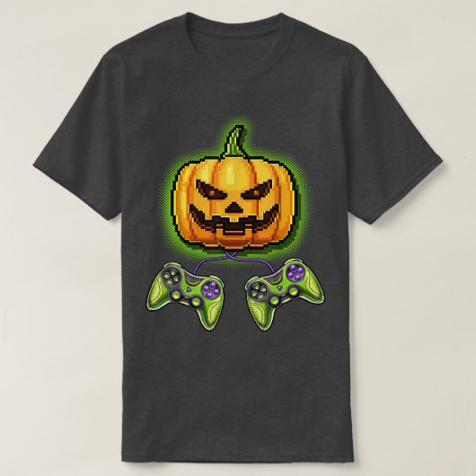 Pumpkin Jack-O-Lantern Video Game Controller Hallo T-shirt (Design voorkant)