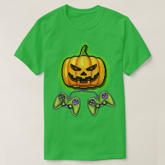 Pumpkin Jack-O-Lantern Video Game Controller Hallo T-shirt (Design voorkant)