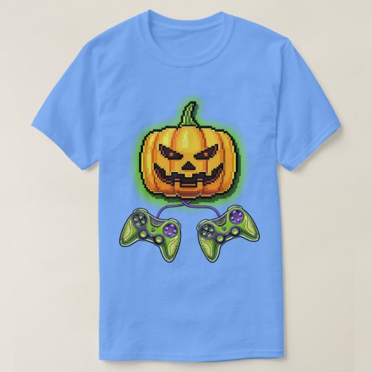 Pumpkin Jack-O-Lantern videospelcontroller Hallo T-shirt (Design voorkant)