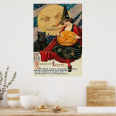 Pumpkin Jack O Lantern Witch Black Cat Poster (Keuken)
