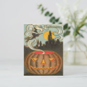 Pumpkin Jack O Lantern Witch Full Moon Briefkaart (Staand voorkant)