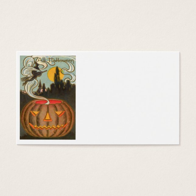 Pumpkin Jack O Lantern Witch Full Moon Visitekaartje (Voorkant)