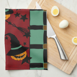 Pumpkin Jack-o’-Lanterns in Flight Tea Towel Theedoek