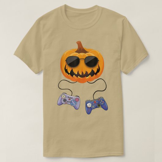 Pumpkin JackOLantern Video Game Controller Halowe T-shirt (Design voorkant)