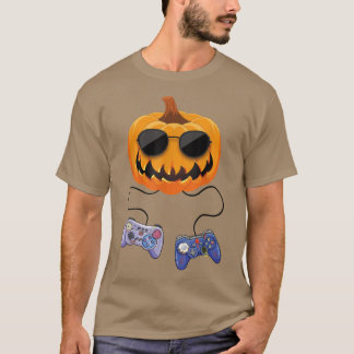 Pumpkin JackOLantern Video Game Controller Halowe T-shirt