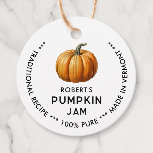 Pumpkin jam label met  pompoen (Voorkant)