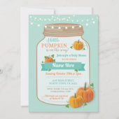 Pumpkin Jar Herfst Mint Lights Baby shower Uitnodi Kaart (Voorkant)