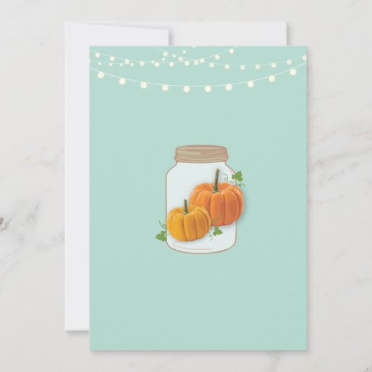 Pumpkin Jar Herfst Mint Lights Baby shower Uitnodi Kaart (Achterkant)