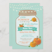 Pumpkin Jar Herfst Mint Lights Baby shower Uitnodi Kaart (Voorkant / Achterkant)